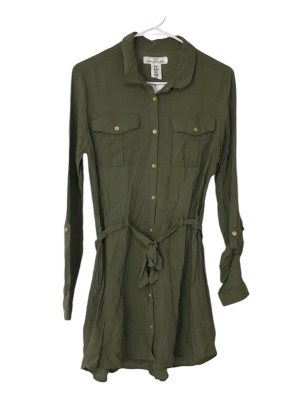 H&M Olive Utility Shirt Jacket with Waist Tie